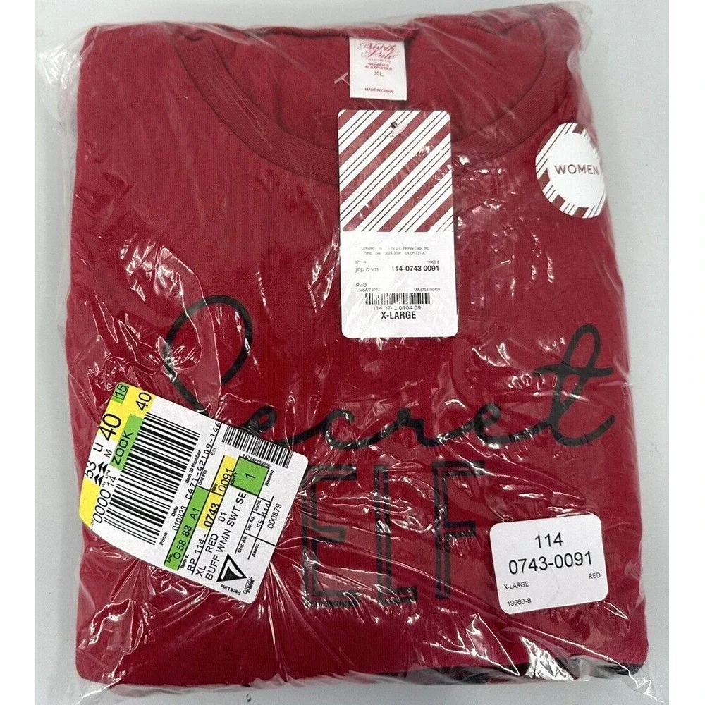 NORTH POLE TRADING CO SECRET ELF CHRISTMAS PAJAMAS Women's Size XL‎ Red/Black